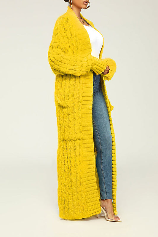 Trending Cable Knit Cardigan With Dual Pocket