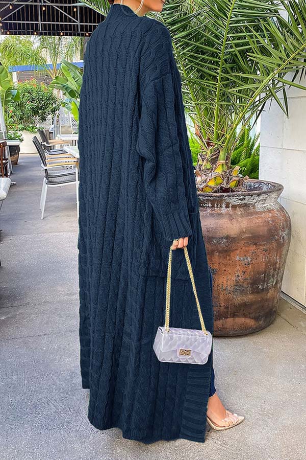 Trending Cable Knit Cardigan With Dual Pocket