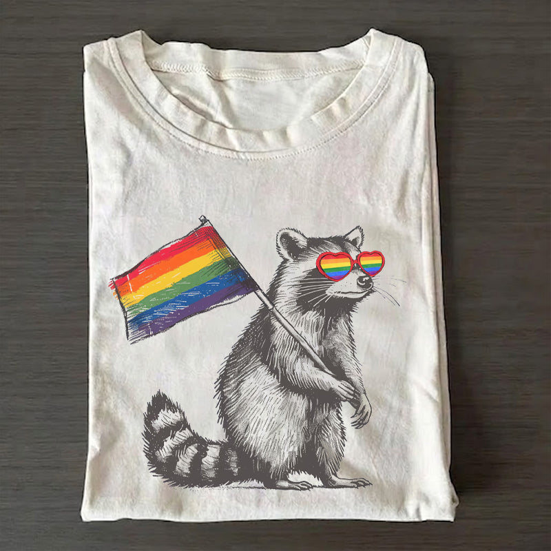 Raccoon Pride Flag Funny LGBTQ Support T-shirt