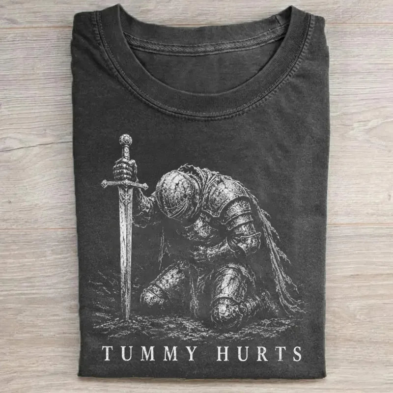 Tummy Hurts Knight Funny Dark Fantasy T-shirt