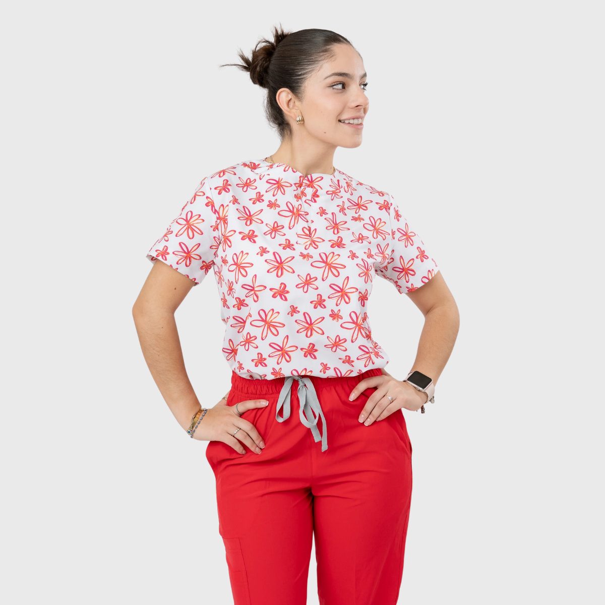 Women's Flame Blossom Printed Scrub Set NST17