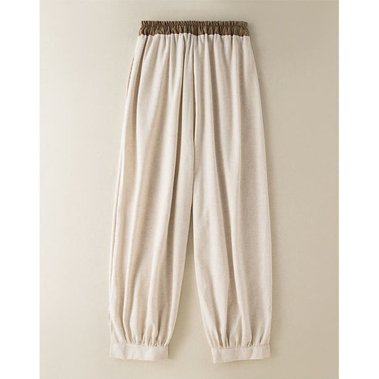 Plain Cotton Drawstring Women's Harem Pants With Pockets