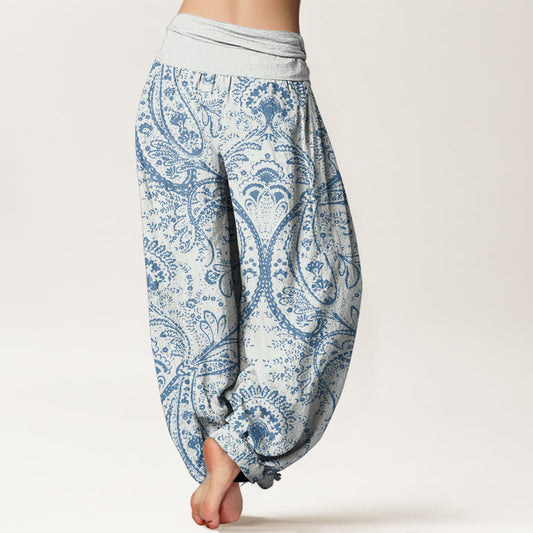 Pure Cotton Flowers Paisley Patterns Women's Elastic Waist Harem Pants