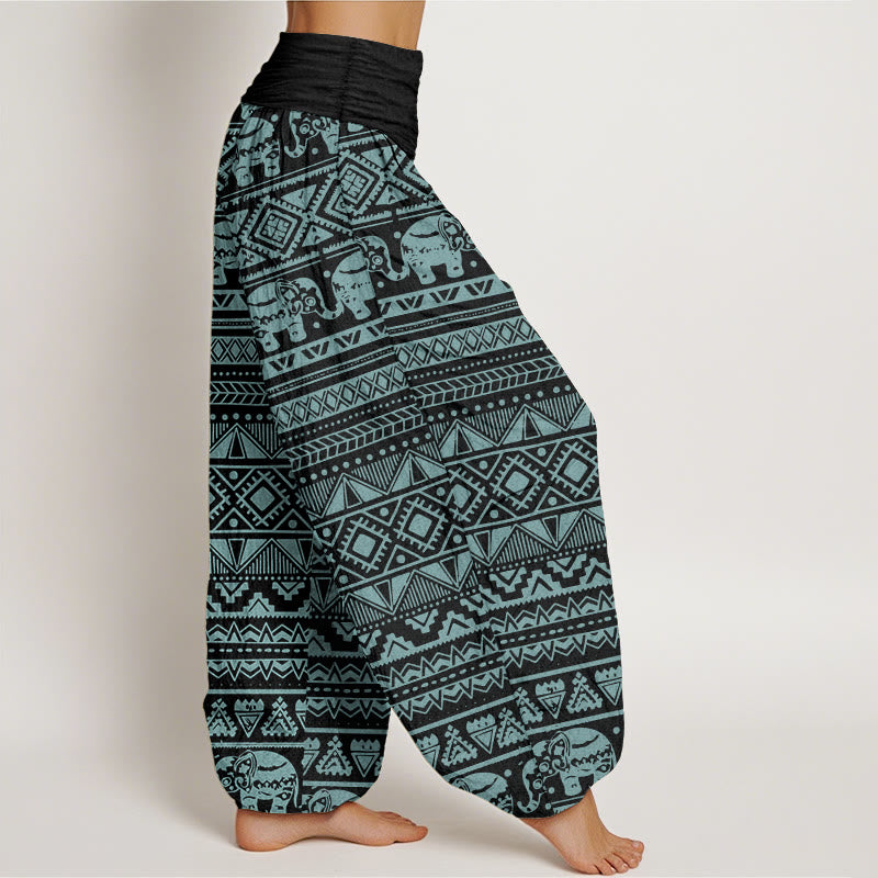 Pure Cotton Casual Elephant Geometric Figure Women's Elastic Waist Harem Pants