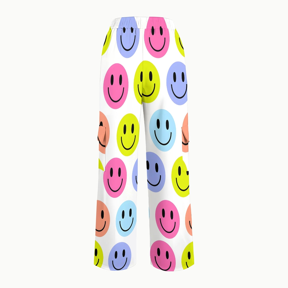Women's Colorful Smiley Faces Printed Scrub Set SP09