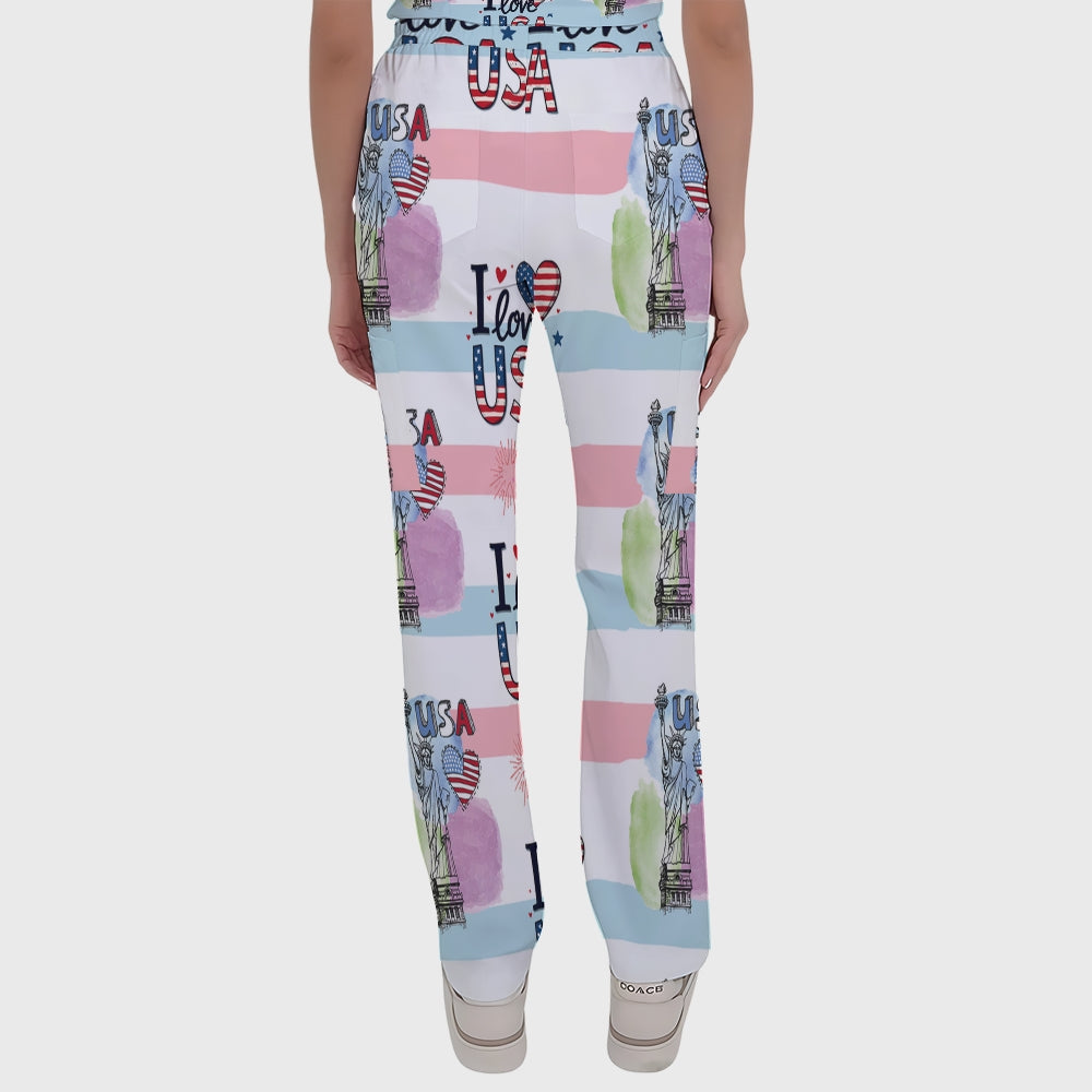 Women's Button-Down American Element Printed Scrub Set SSA3