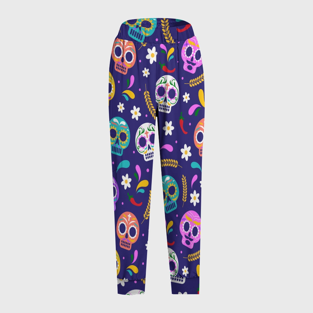 Women's Open Collar Halloween Printed Scrub Set SH925510