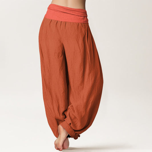 Orangered Women's Pure Cotton Elastic Waist Harem Pants