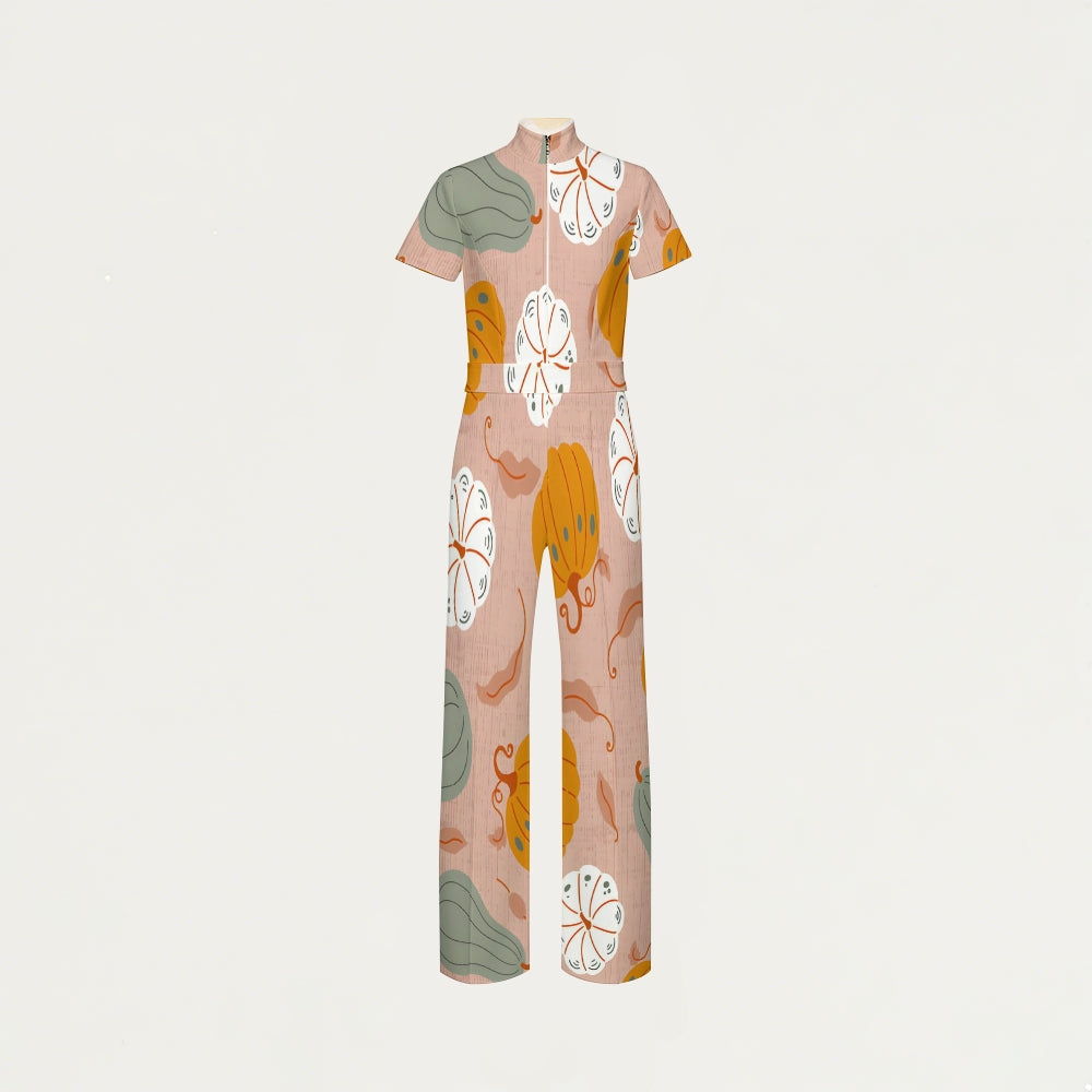 Women's Slim Fit Thanksgiving Day Print Scrub Jumpsuit TJ10205