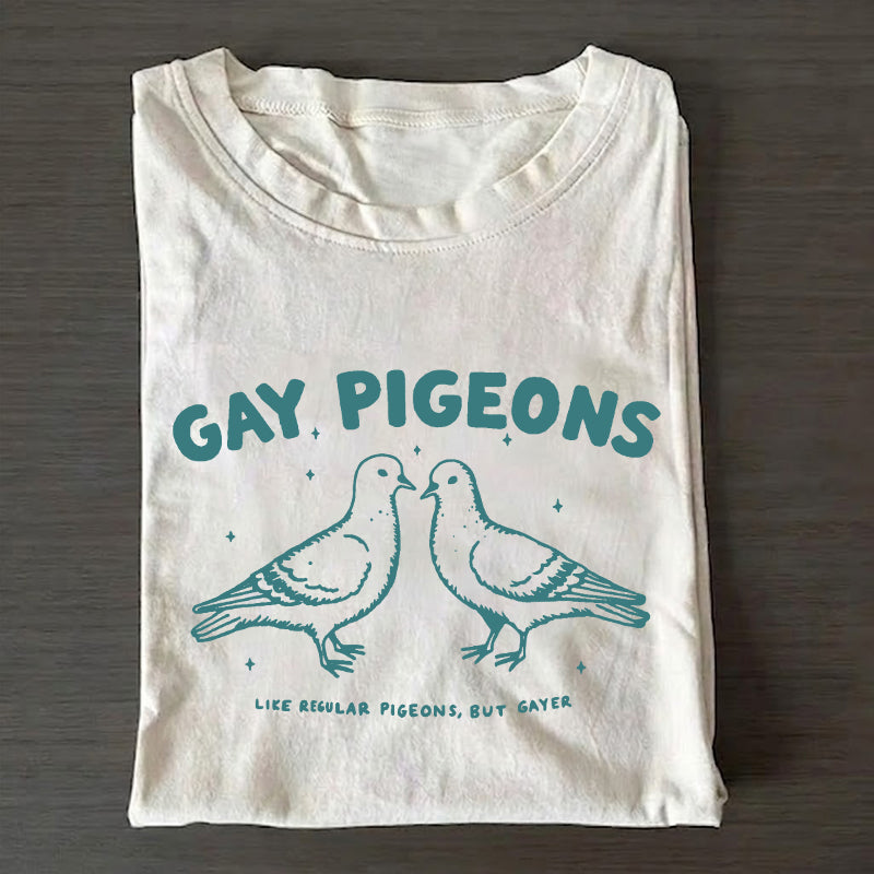 Gay Pigeons Funny LGBTQ Pride Vintage Queer T-shirt