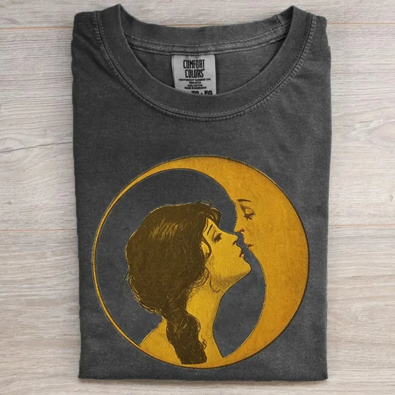 Woman Kissing Moon T-shirt