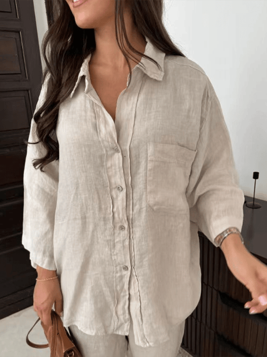 Women'S Loose V-Neck Casual Shirt Shorts Pants Set