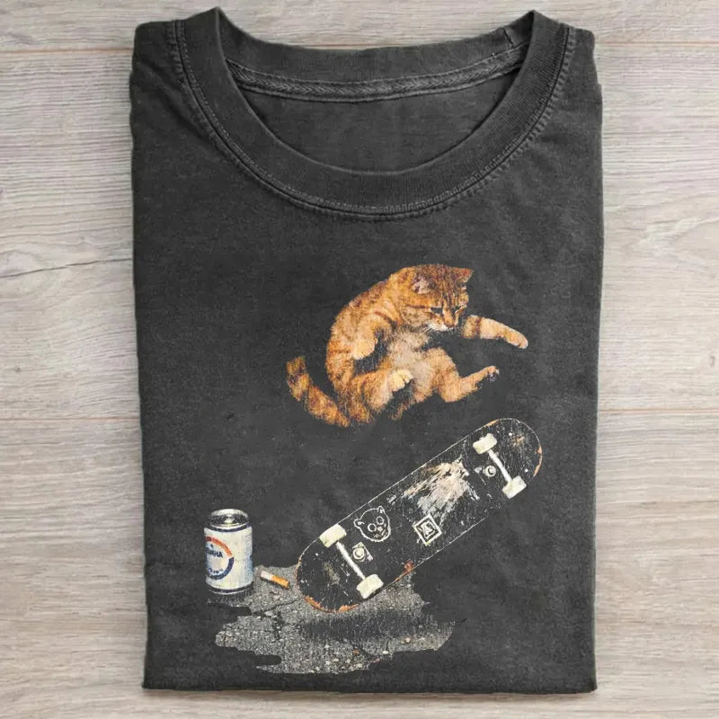 Vintage Skateboarding Cat T-shirt