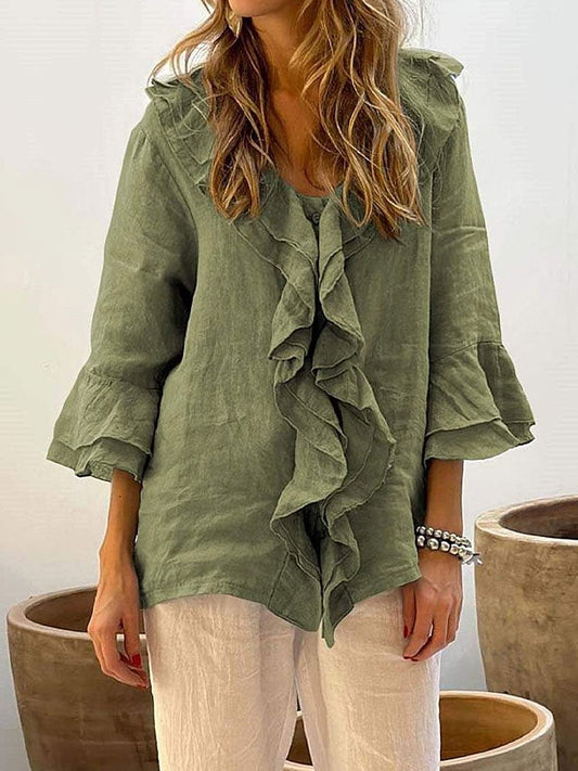 Women's ruffled casual shirt
