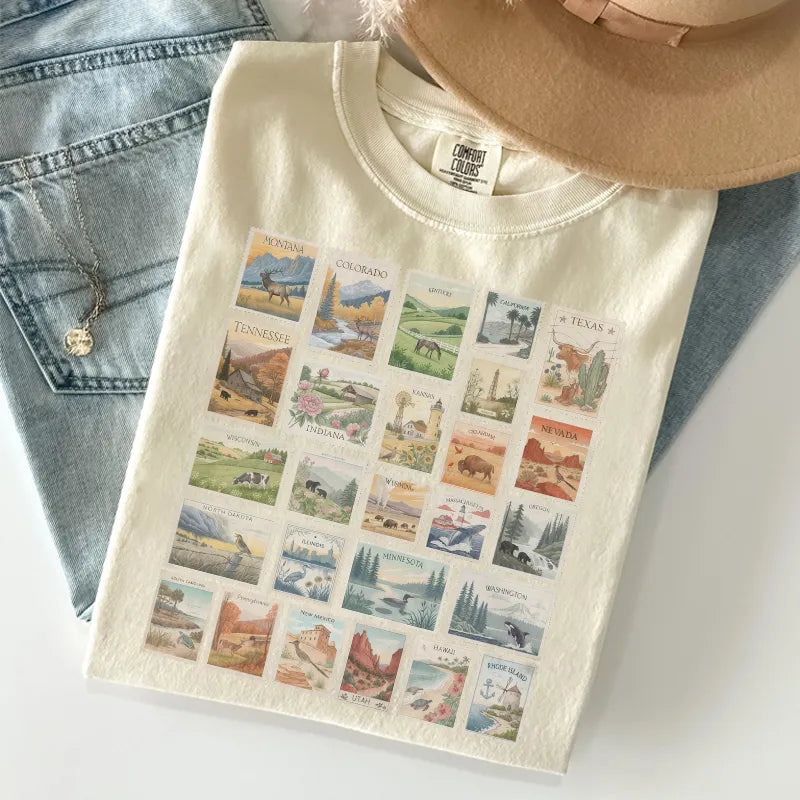 USA State Postage Stamp Road Trip Lover T-shirt