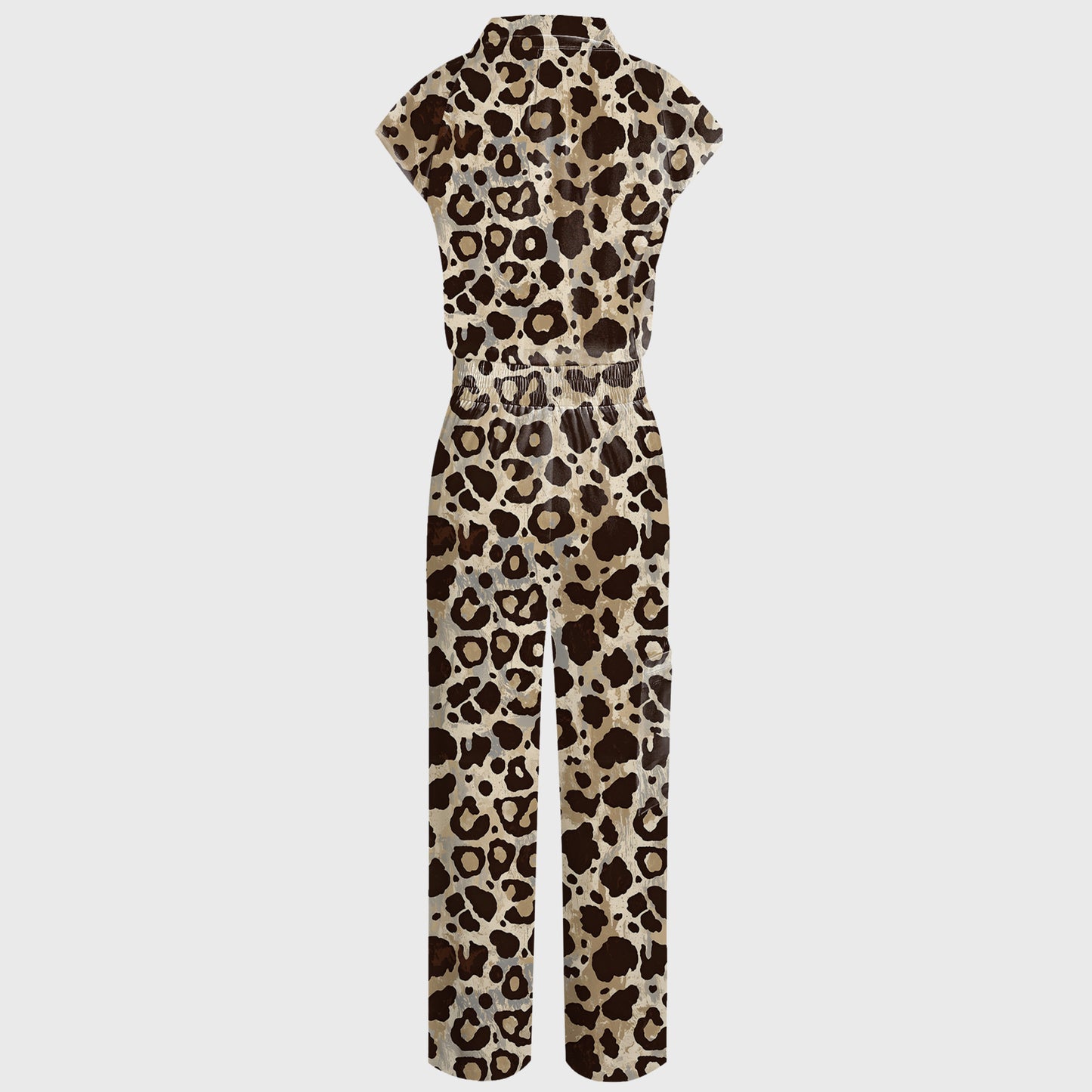Women's Leopard Collection Printed Wide Leg Scrub Jumpsuit