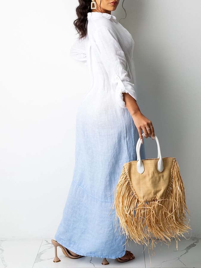 Women'S Single Breasted Lapel Reconstructed Contrast Shirt Shirt