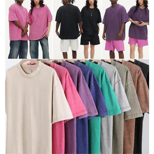 🔥4 Pack Oversized Tshirts for Men Gym Vintage Heavyweight T Shirts Cotton Workout Acid Wash Baggy Tees