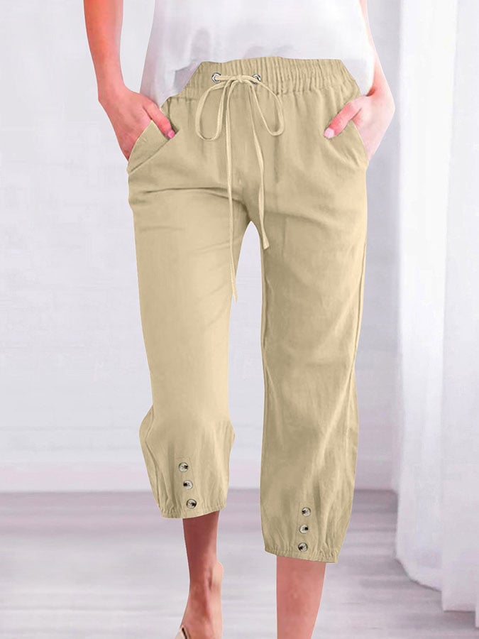 Women's Fashion Casual Drawstring Cropped Pants