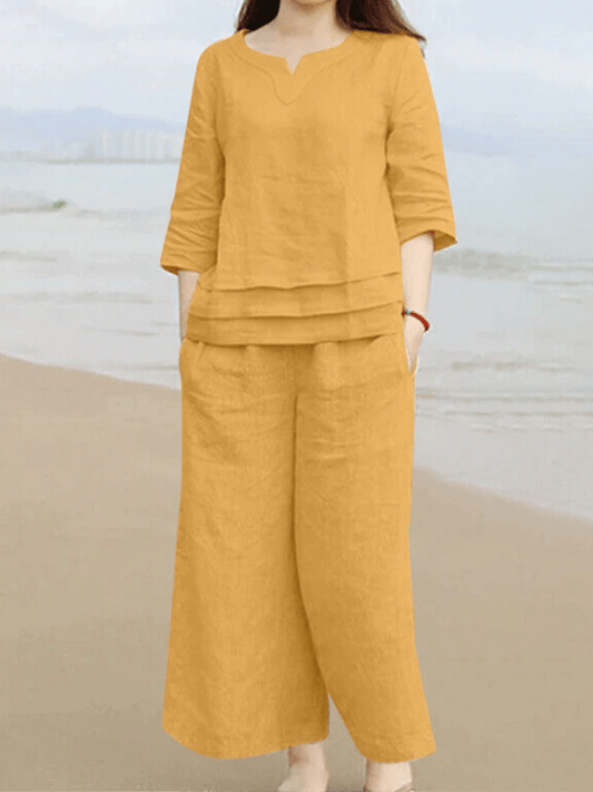 Women'S Casual Loose Top Wide Leg Pants Set