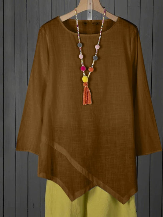 Women's Casual Loose And Versatile Solid Color Long Sleeved Top