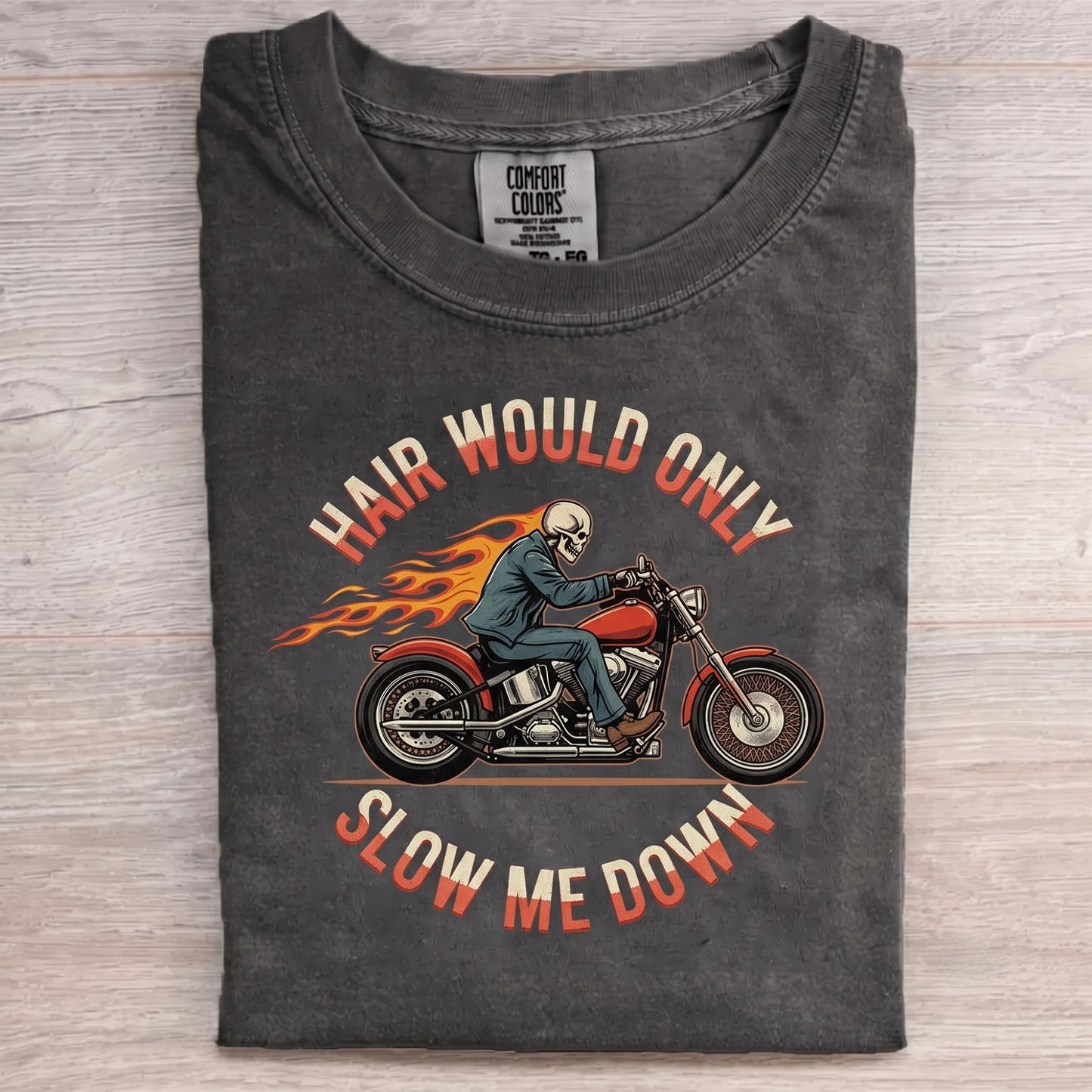 Skeleton Biker Flame T-shirt