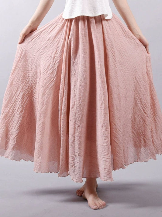 Women's Casual Solid Color A-Line Midi Skirt