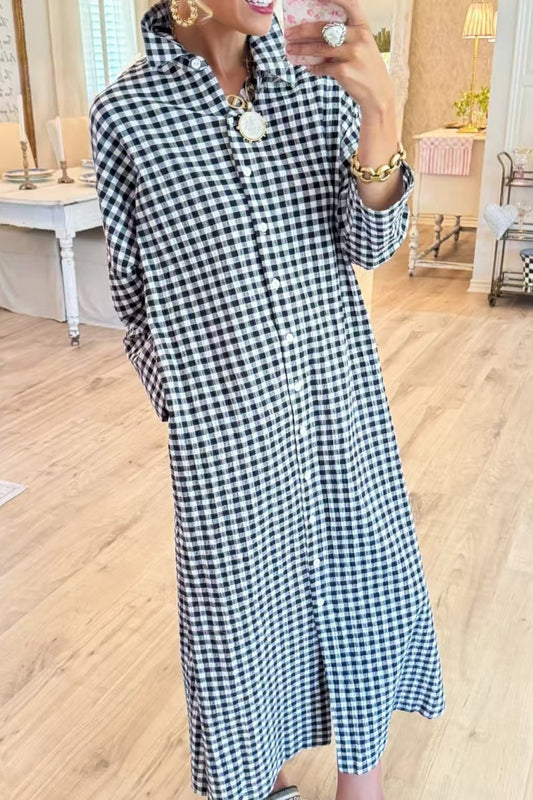 Seersucker Gingham Maxi Dress