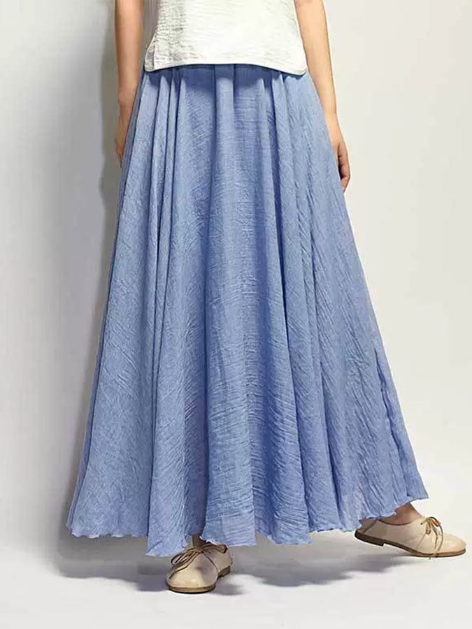 Women's Casual Solid Color A-Line Midi Skirt