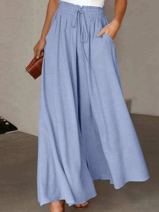 Women's Casual Solid Color Wide Leg Pants