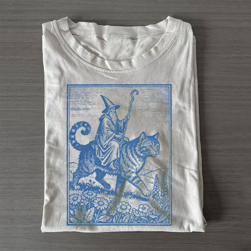 Wizard Cat Rider Vintage T-Shirt
