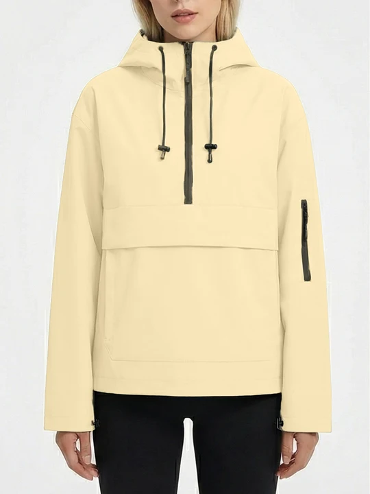 Limited time saleš„Fleece-lined Waterproof Raincoat Hoodie With Kangaroo Pocket