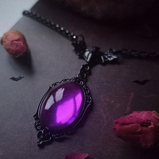 Gothic Bat Vampire Gemstone Necklace