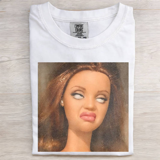 FACE DOLL GIRL FUNNY MEME TEE