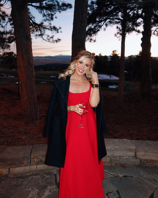 High Waist Square Neck Midi Dress