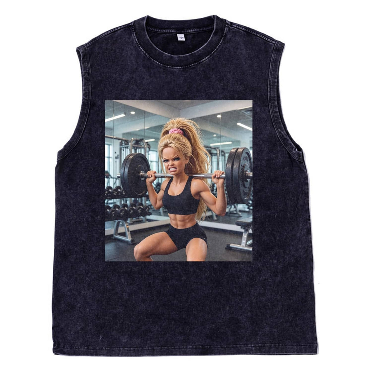 FUNNY GYM DOLL GIRL FACE MEME TEE