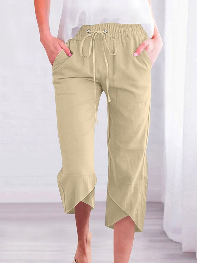 Women's Fashion Casual Drawstring Cropped Pants