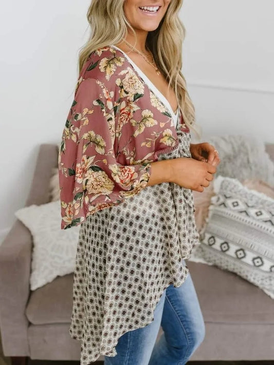 ✨Women's Floral Kimono Ruffle Sleeve Tie Cardigans Flowy Boho Loose Cover Ups
