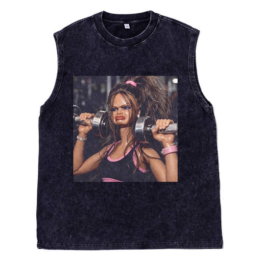FUNNY GYM DOLL GIRL FACE MEME TEE