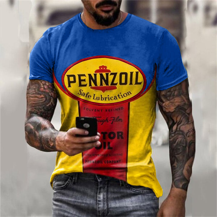 Mens Vintage Motor Pennzoil Oil Printed T-shirt
