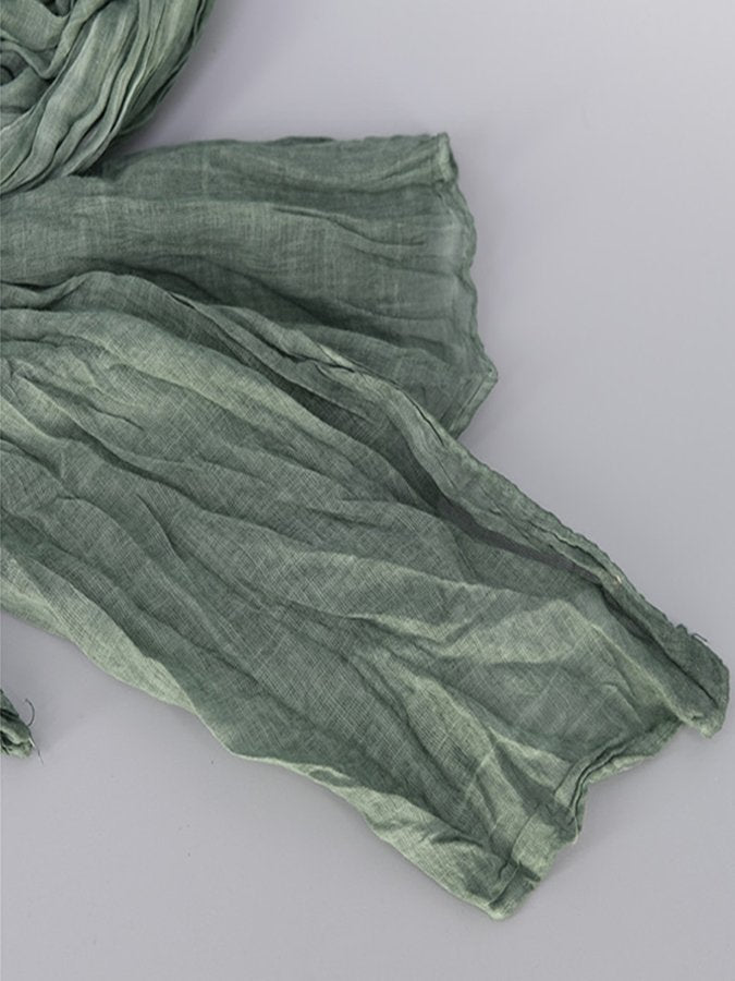 Women's Solid Pleated Tie-Dyed Cotton Scarf