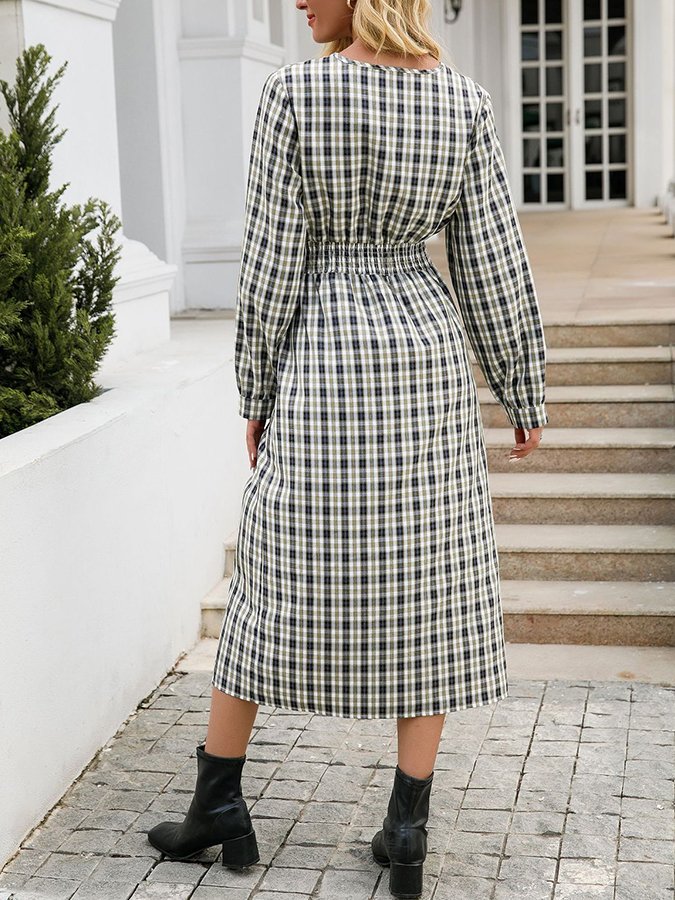 Plaid Slit Dress