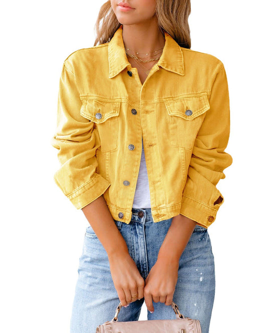 2022 Women Long Sleeve Casual Coat Denim Jacket