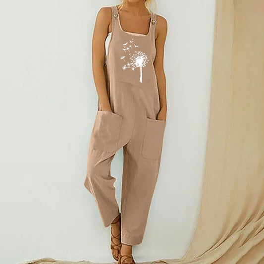 Loose-fitting floral print jumpsuit