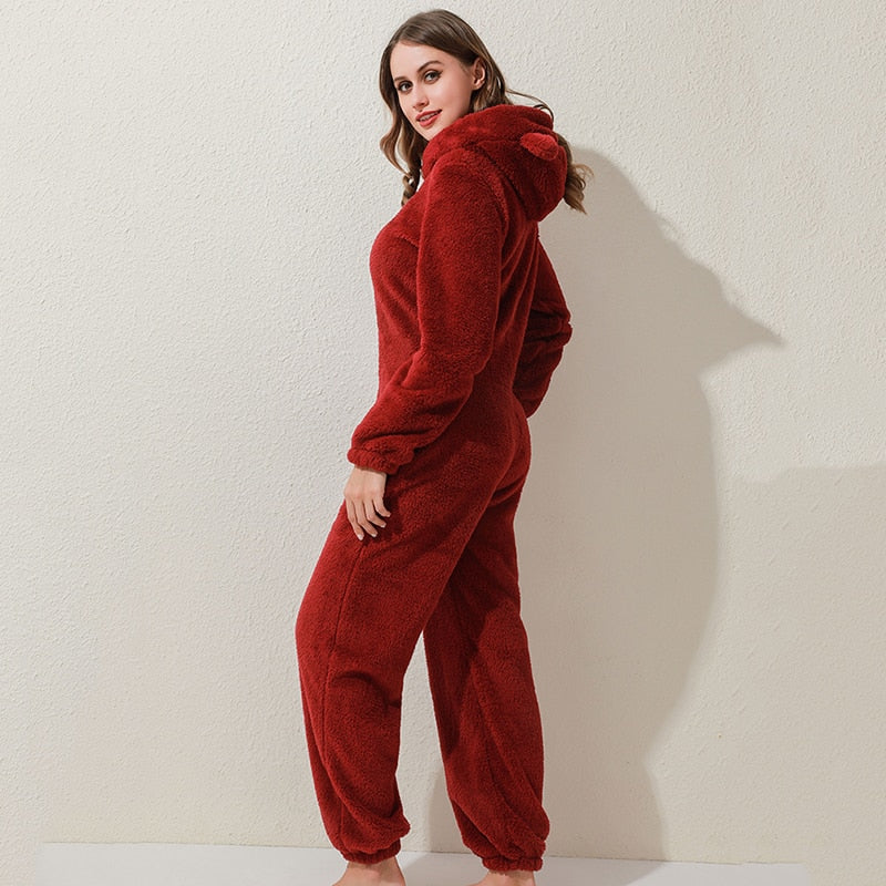 Winter Warm Pyjamas Women Onesies Fluffy Fleece Jumpsuits
