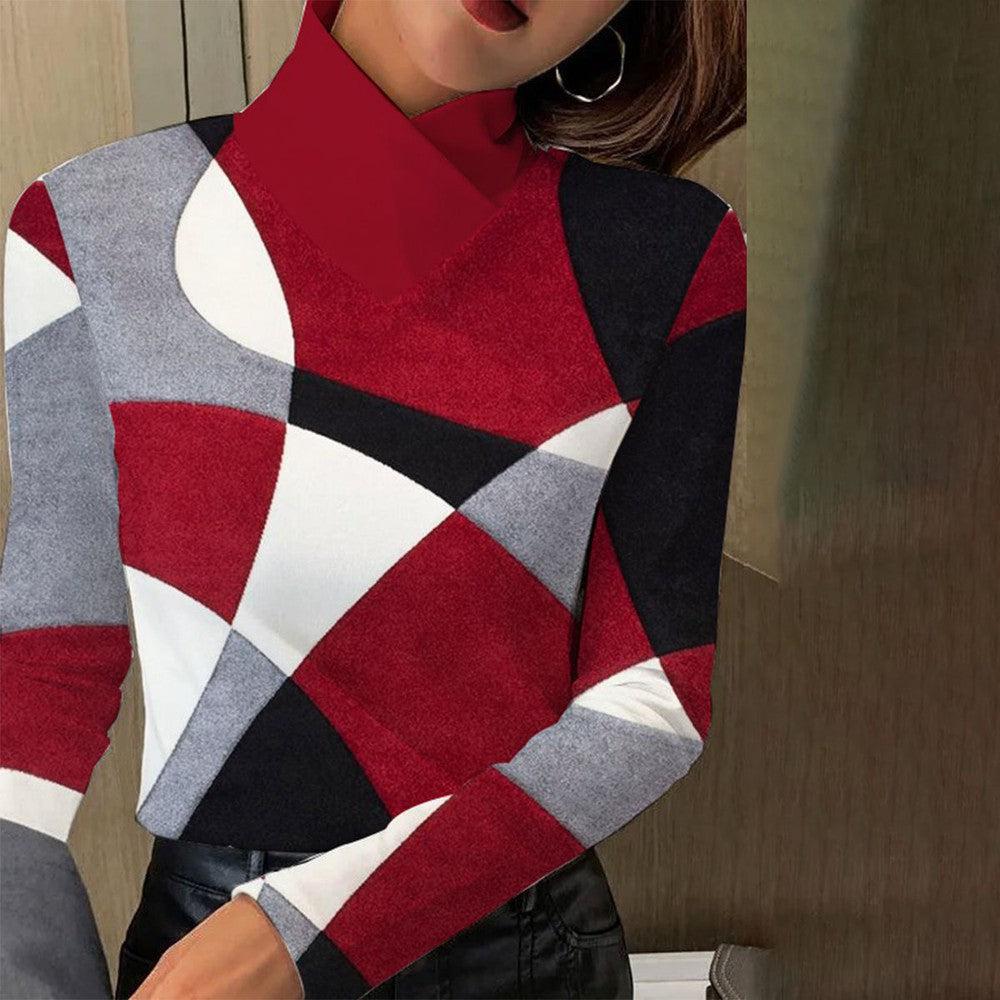 Trendy Color Block Long Sleeve Top