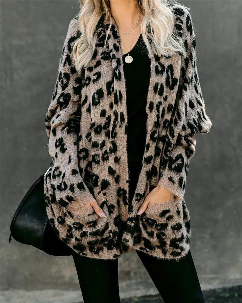 Leopard Long Sleeve Loose Cardigans