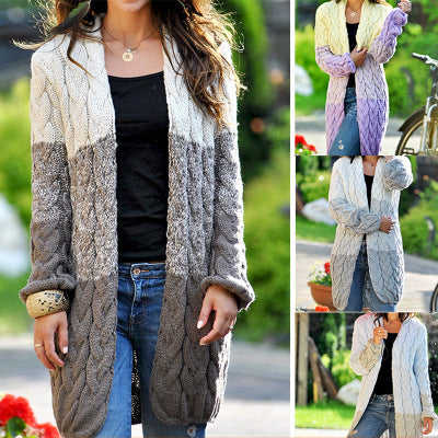 Gradient Twist Knit Sweater Cardigan Jacket