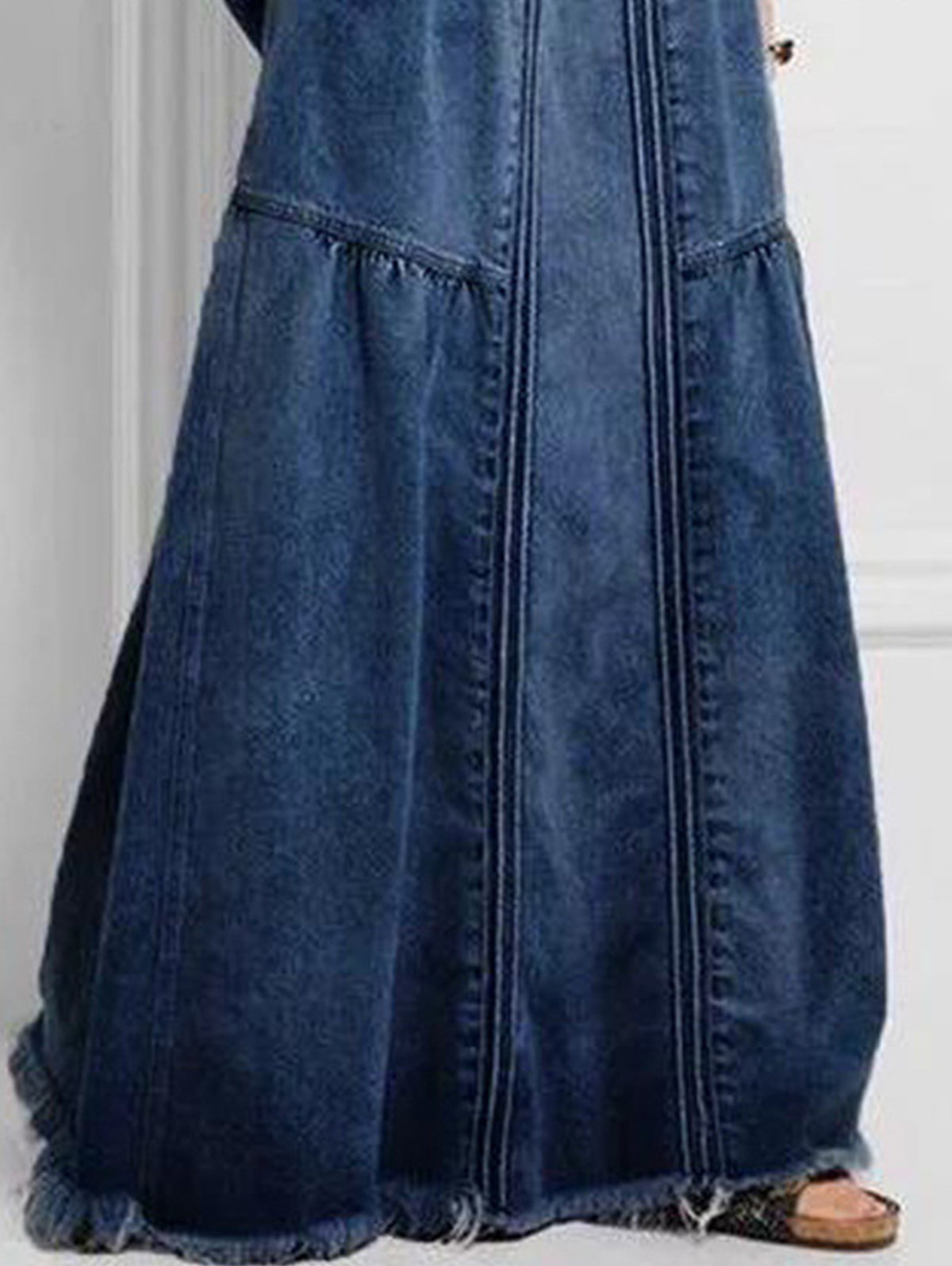 Women's Casual Brushed Elastic Waist Denim Skirt