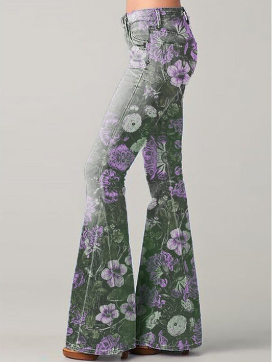 Hot Sale Women's Stylish Floral Print Flared Pants
